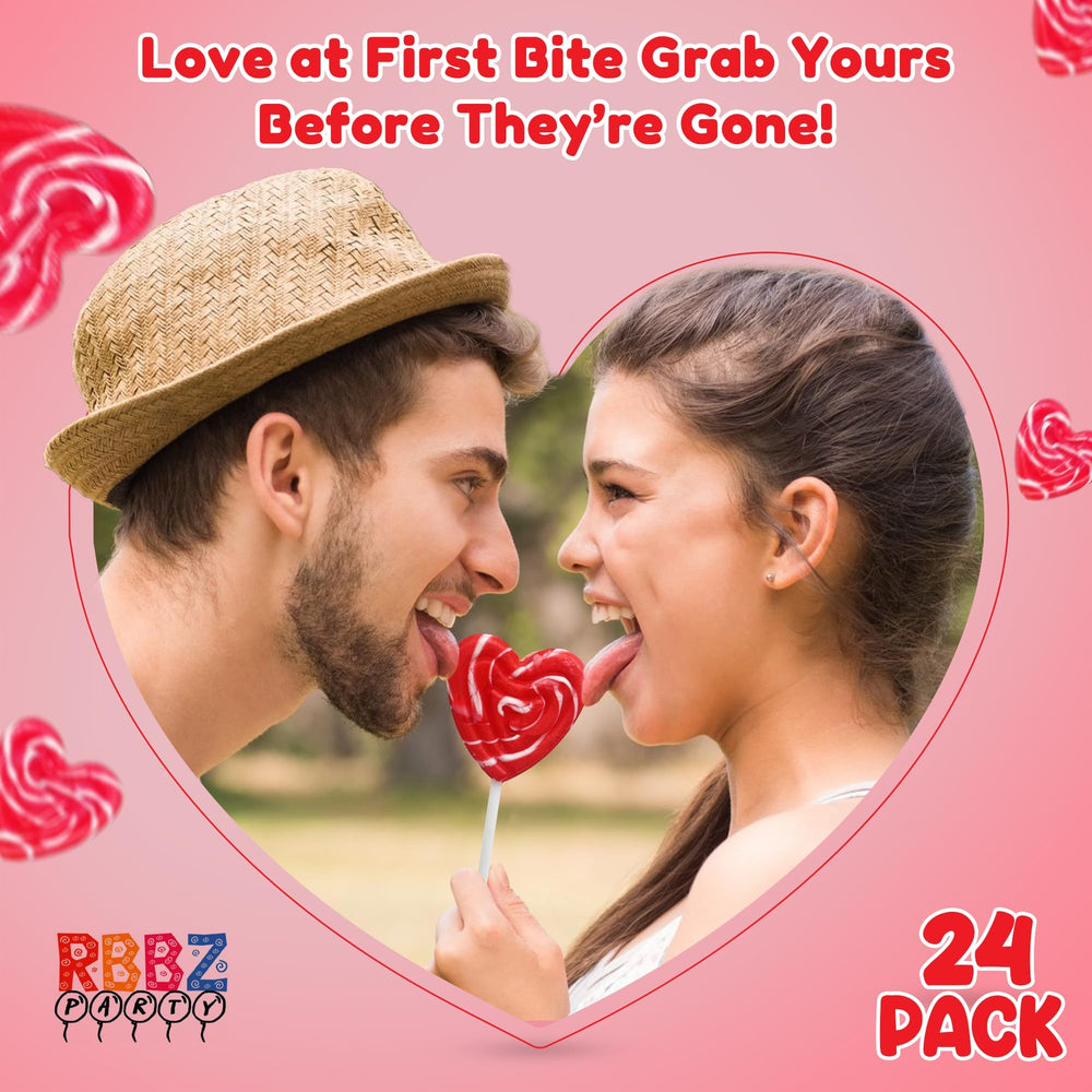 RBBZ Party red heart swirl lollipops add color and joy to events.