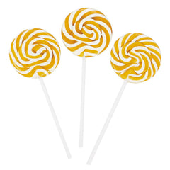 RBBZ Party gold swirl lollipop, 2-inch candy, ideal for party favors and celebrations.