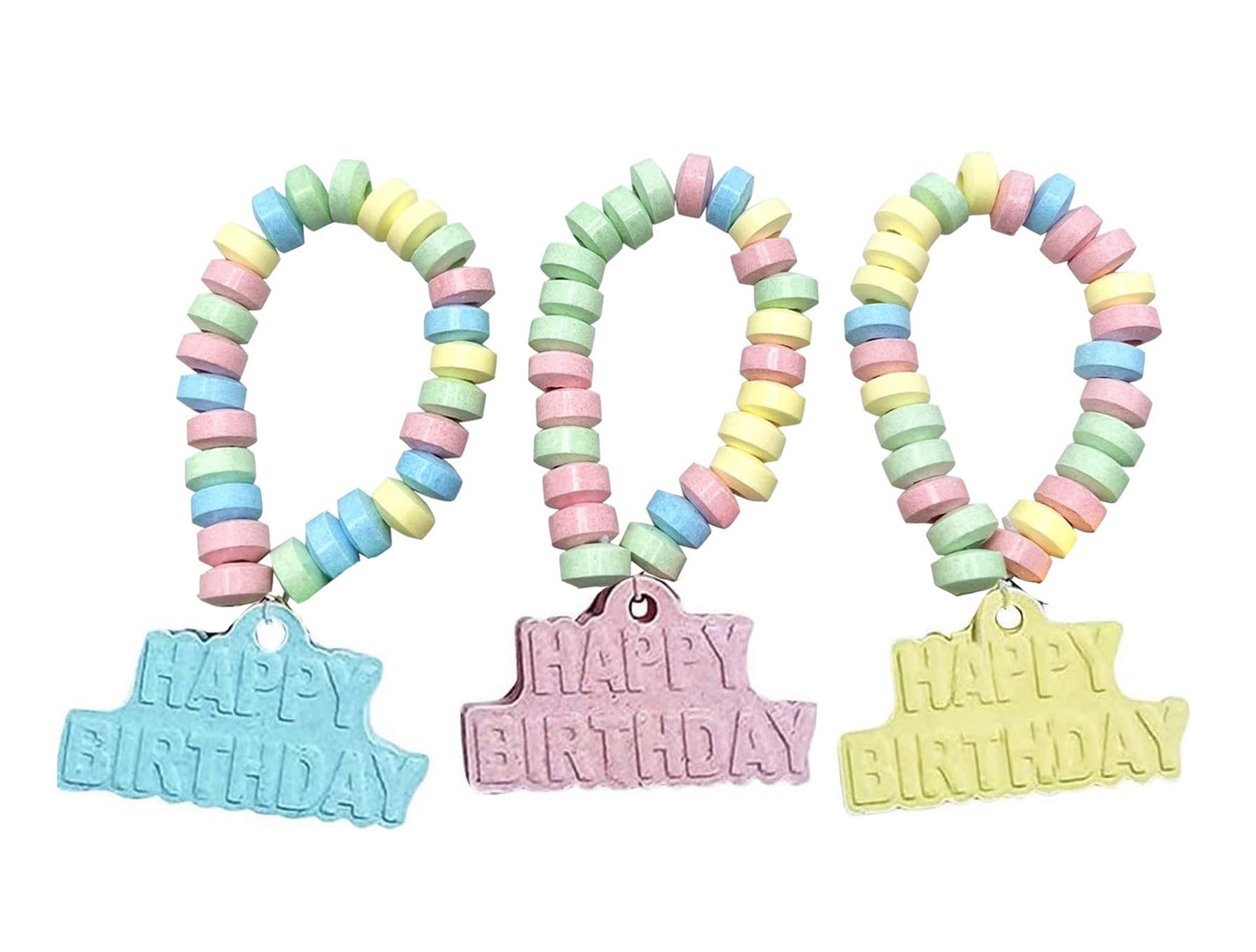 RBBZ Party Happy Birthday Candy Bracelets in colorful wrappers, perfect for party favors