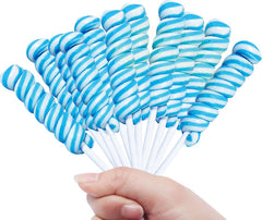 RBBZ Party light blue twist lollipops ideal for unicorn-themed baby shower candy buffets.