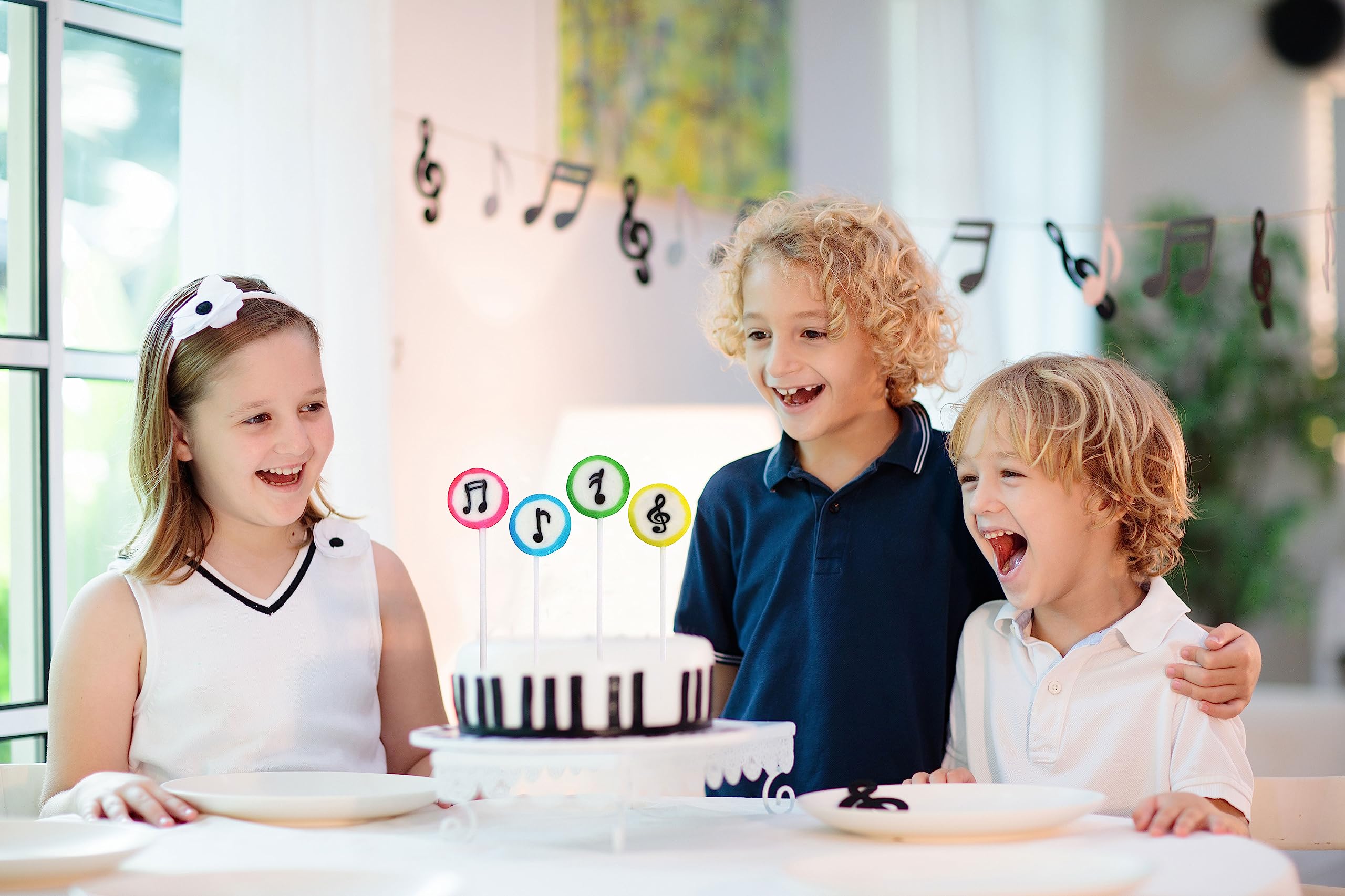 RBBZ Party music candy lollipops 4-inch stick on display for easy sharing.