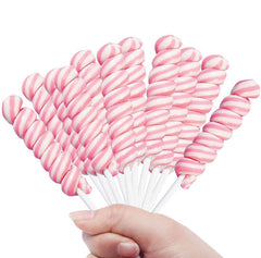 RBBZ Party pink twisty lollipops in a bulk pack, ideal for candy buffets and party favors.