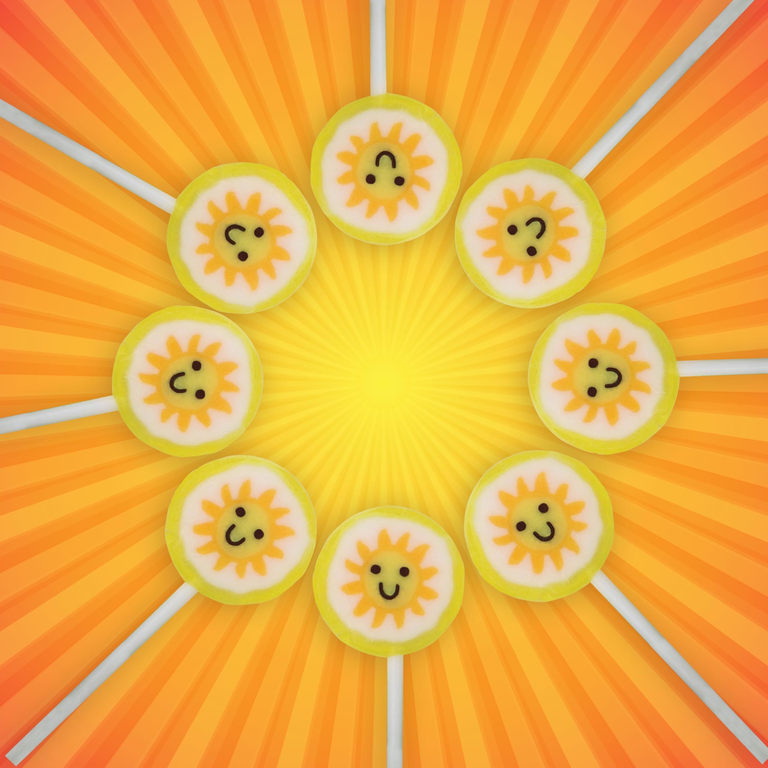 RBBZ Sun Candy Lollipops in bright yellow for summer events