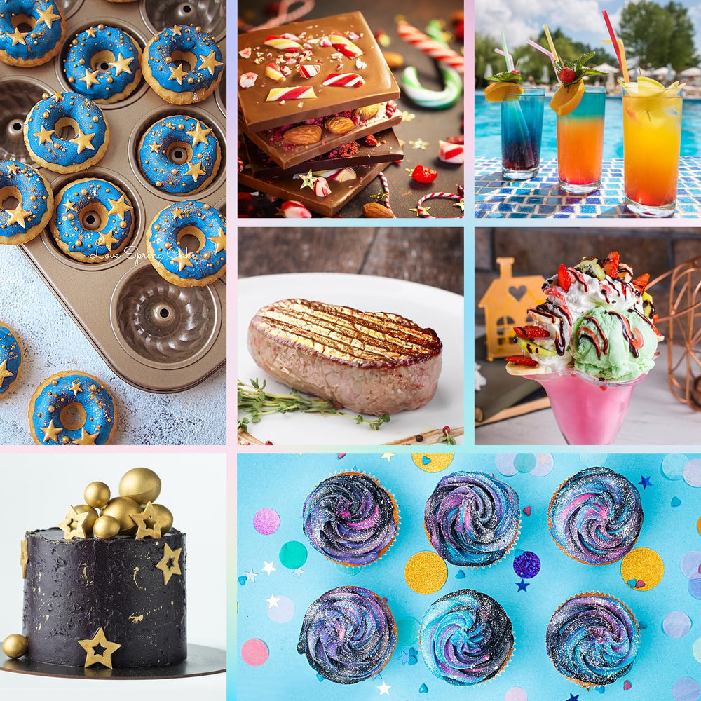 RBUGR luster dust on cupcakes for vibrant color accents.