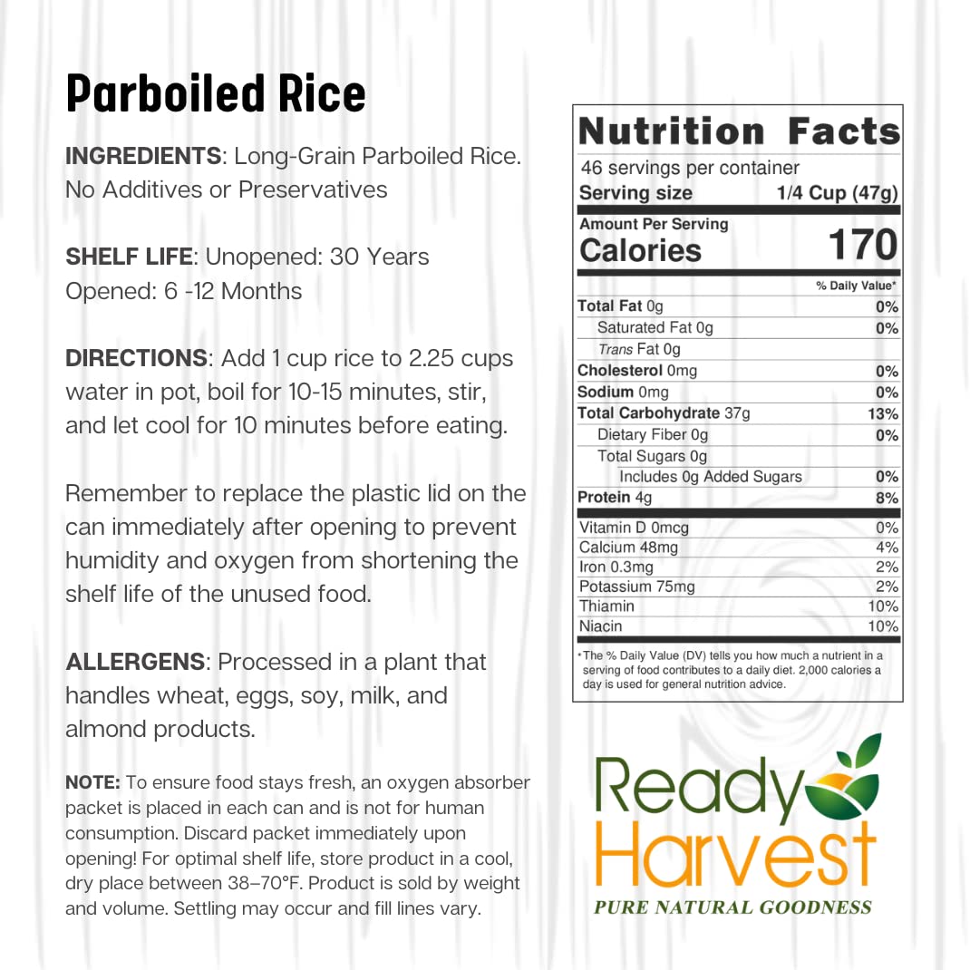 Ready Harvest parboiled white rice grains close-up for versatile meals.