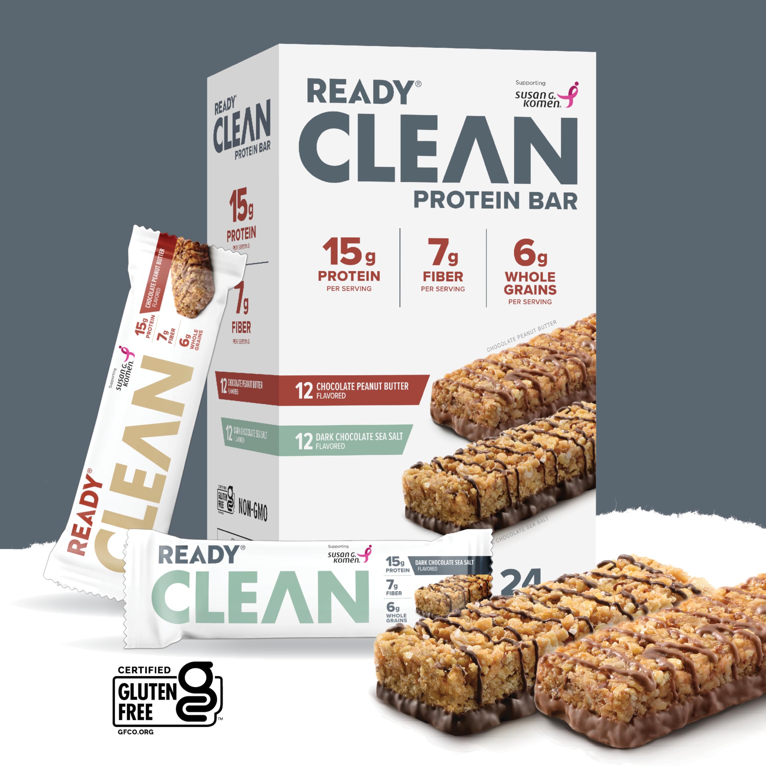 Ready Protein Bars deliver 6.5g whole grains for steady daytime energy.