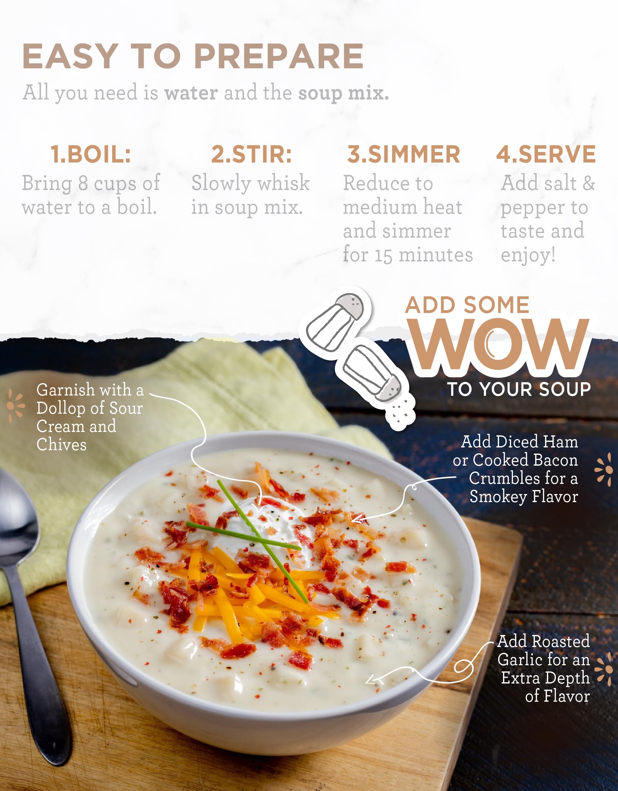 ReadyWise Simple Kitchen Soup Sampler variety packets ideal for quick dinners.