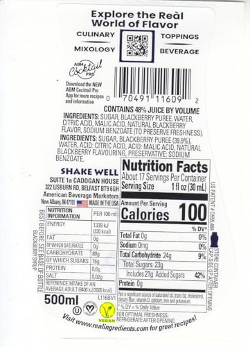 Reàl Blackberry Puree Infused Syrup squeezable bottle for baking and desserts.