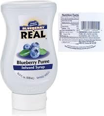 REAL Blueberry Infused Exotics bottle pour enables smooth mixing for cocktails and desserts.