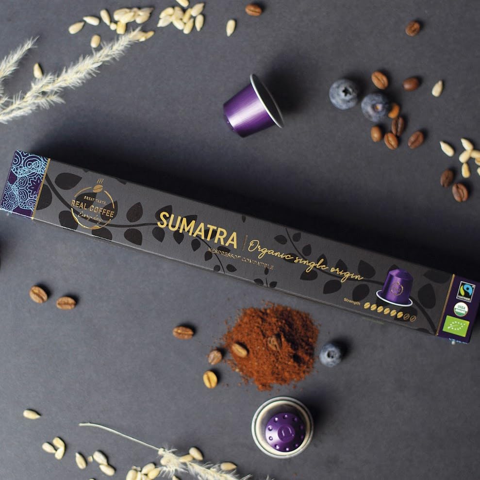REAL COFFEE GREAT TASTE crema-dense espresso evokes cafe-quality crema