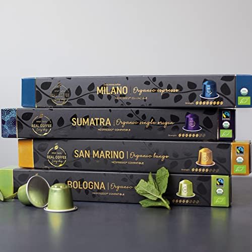 Real Coffee Great Taste organic capsules pack for convenient coffee moments.