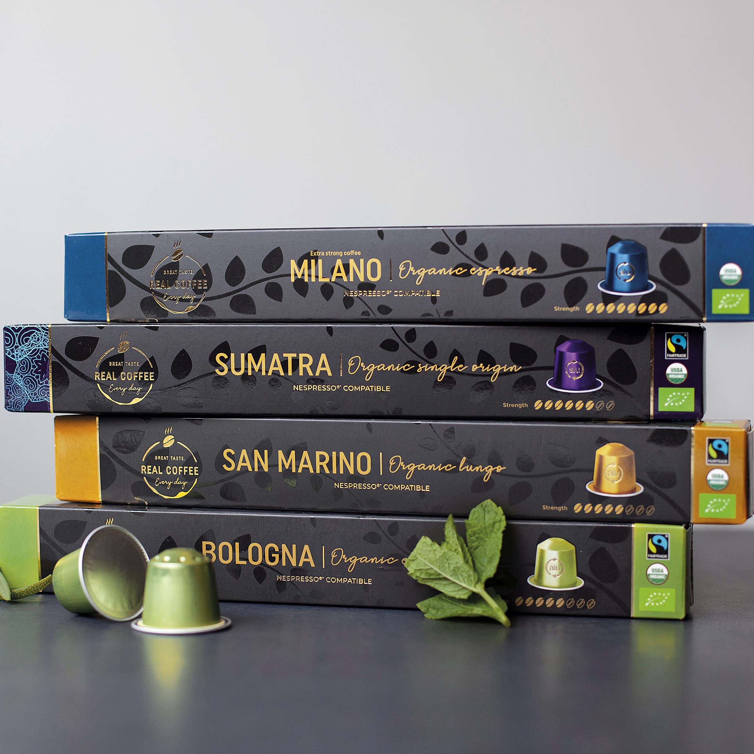 REAL COFFEE GREAT TASTE nine flavor collection—variety to suit any mood.