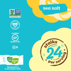 Family-friendly scene with From The Ground Up stalk cauliflower sea salt snack