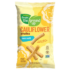From The Ground Up packaging showing stalk cauliflower sea salt gluten-free snack option