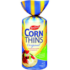 Real Foods Corn Thin ORGNL ORG—crisp, versatile snack in a six-pack for on-the-go enjoyment