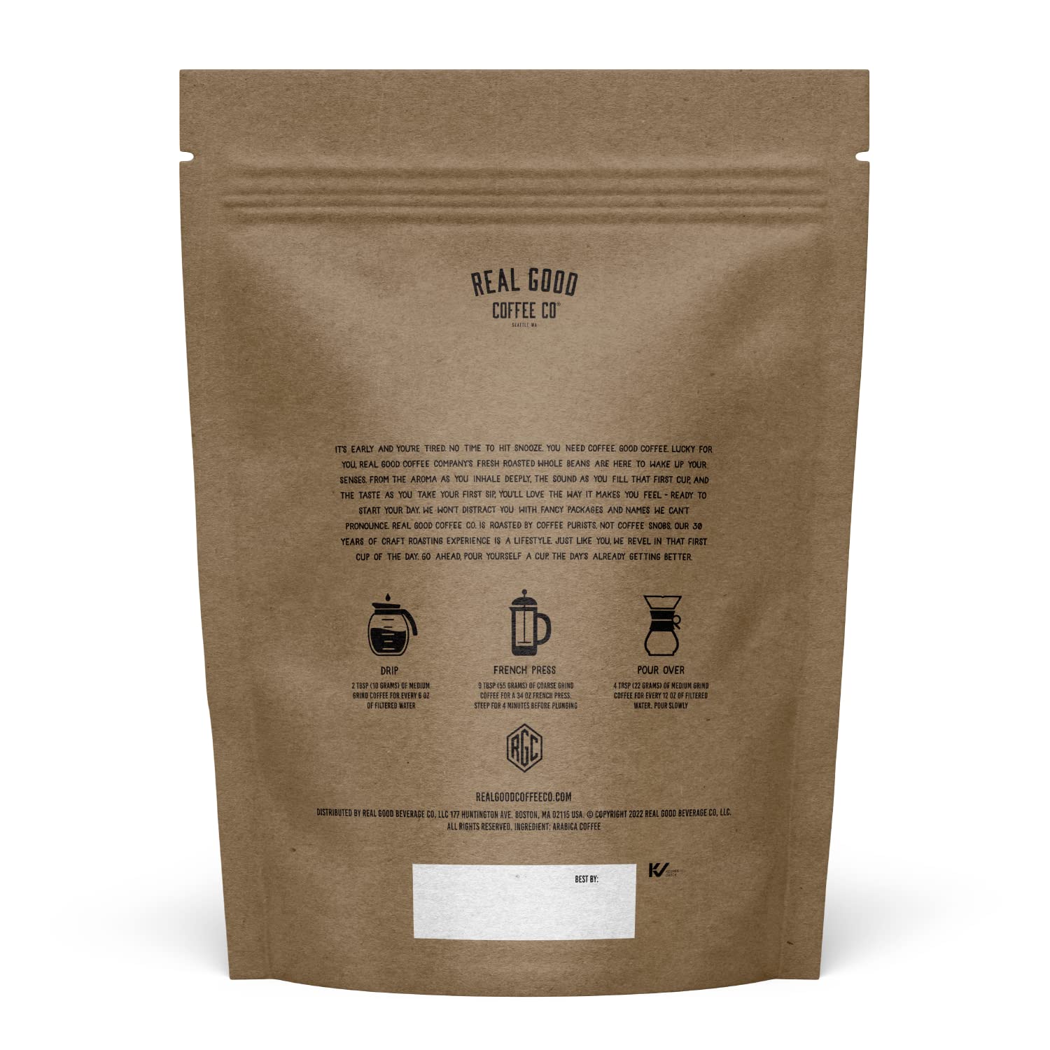 Real Good Coffee Company French Roast aroma steam signaling inviting brewing moments
