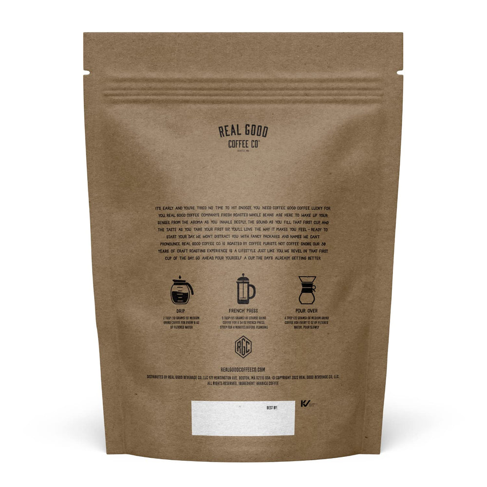 Real Good Coffee Company French Roast aroma steam signaling inviting brewing moments