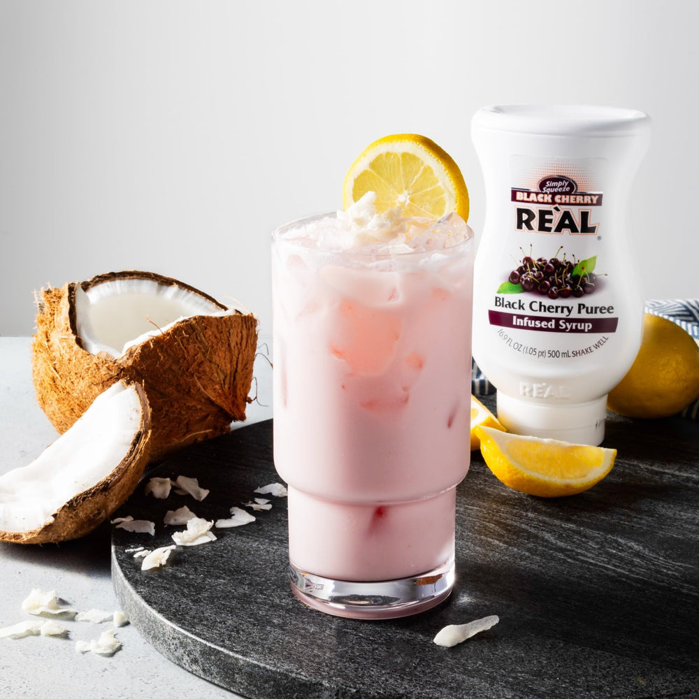 Reàl Infused Exotics Black Cherry Syrup enhances desserts and baking with cherry flavor