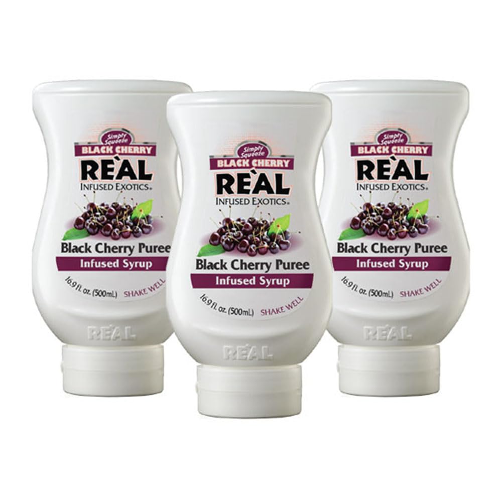 Reàl Infused Exotics Black Cherry Syrup pack of 3 bottles for versatile drinks