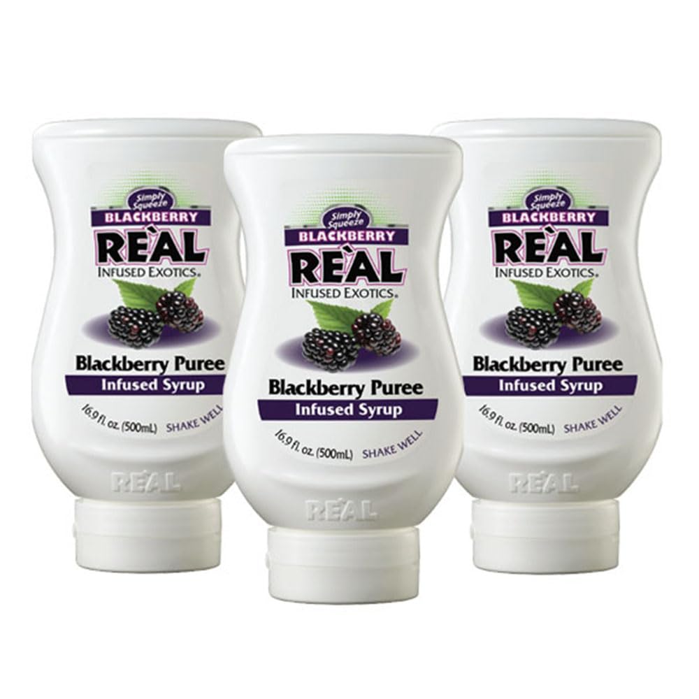 Reàl Infused Exotics blackberry puree syrup bottle for rich cocktails and desserts