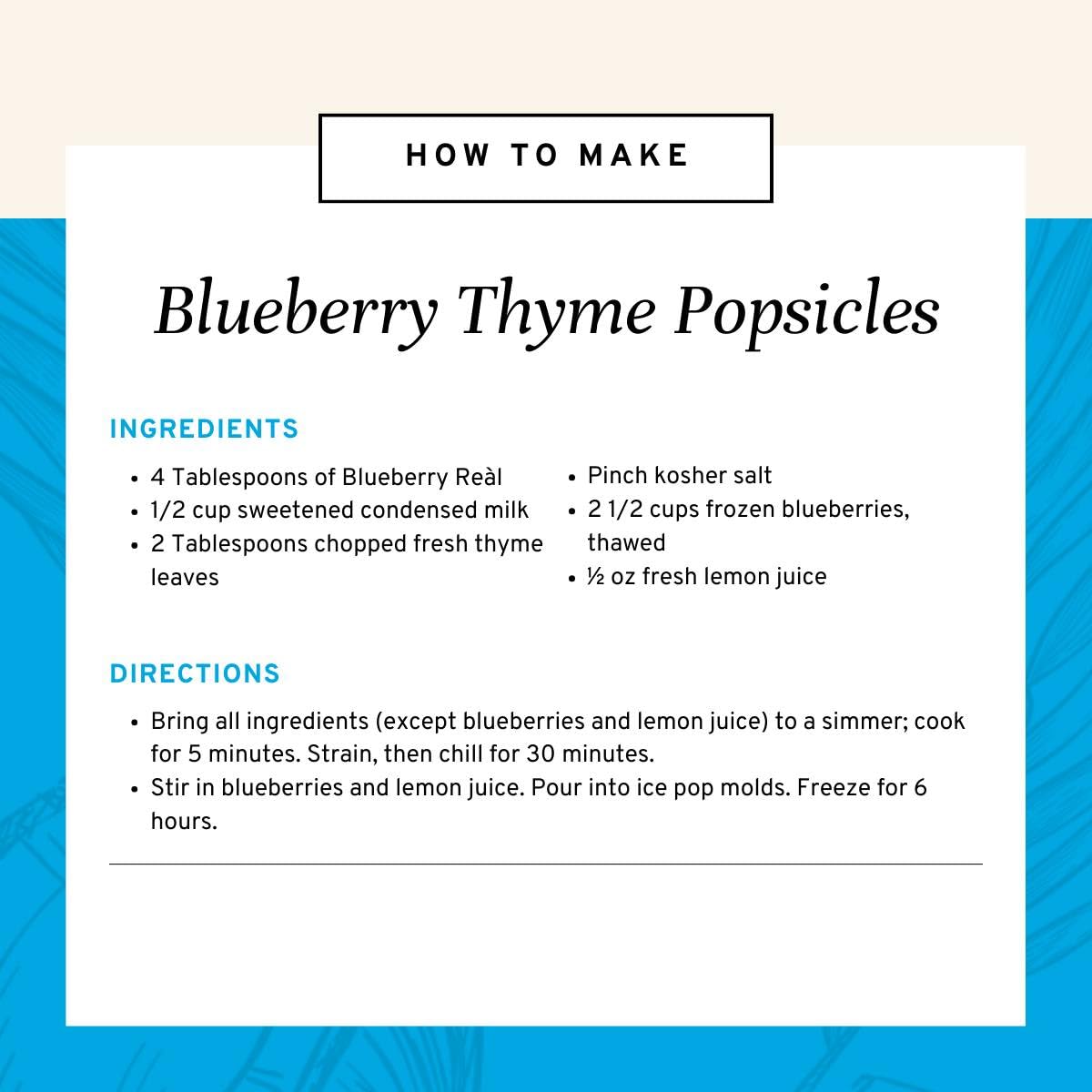 Reàl Infused Exotics blueberry dessert idea image suggests culinary experimentation.