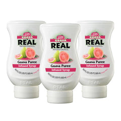 Reàl Infused Exotics Guava Syrup bottle front view for cocktails and desserts