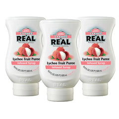 Reàl Infused Exotics Lychee bottle pour, drip-free mixing for cocktails.