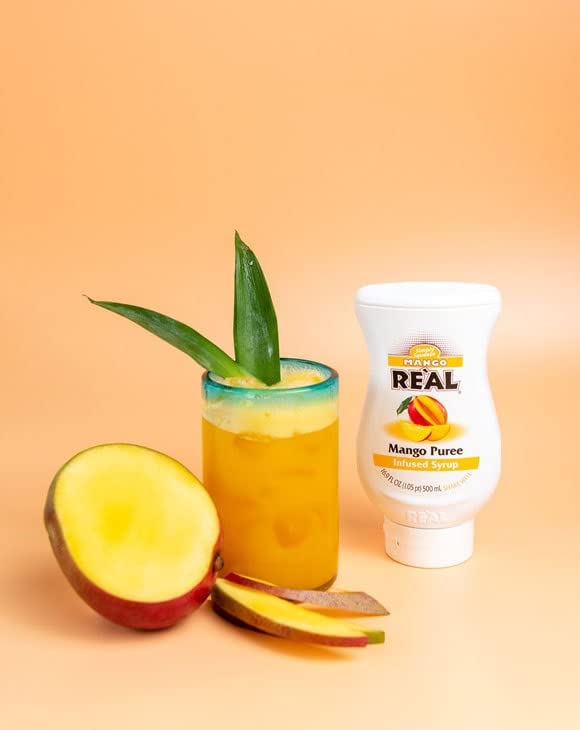 Reàl Infused Exotics Mango Purée Infused Syrup front label close-up