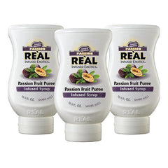 Real Infused Exotics Passion Fruit Syrup pack of 3 bottles ready for versatile beverages