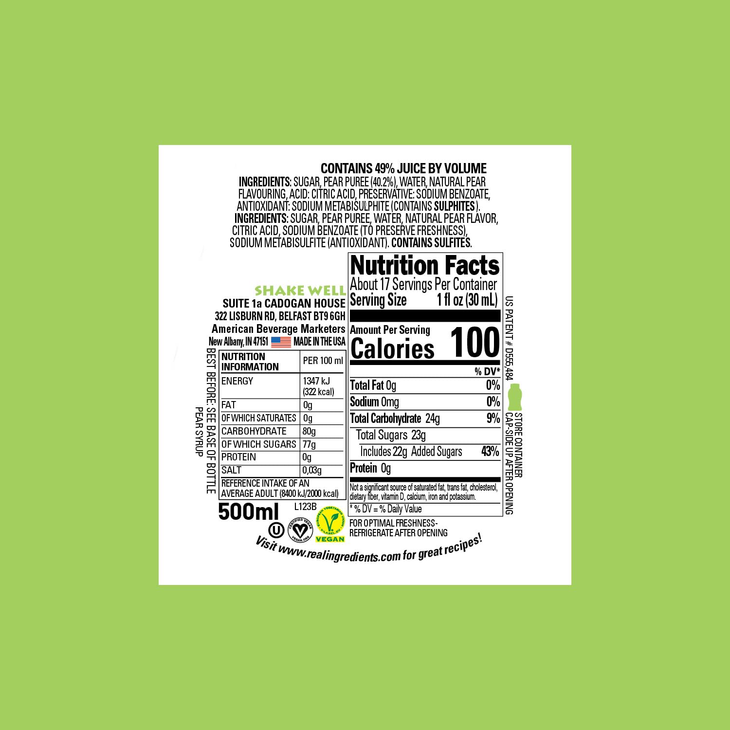Reàl Infused Exotics pear puree in bottle enables easy mixing for desserts.