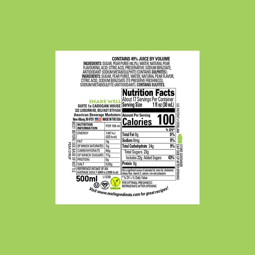 Reàl Infused Exotics pear puree in bottle enables easy mixing for desserts.