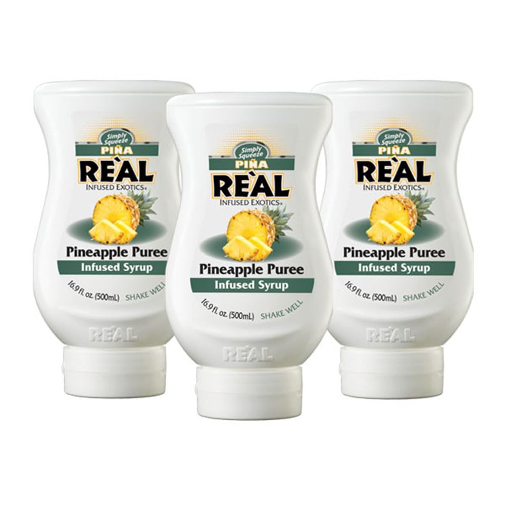Reàl Infused Exotics Pina pineapple puree syrup: pack of three bottles for versatile cocktails