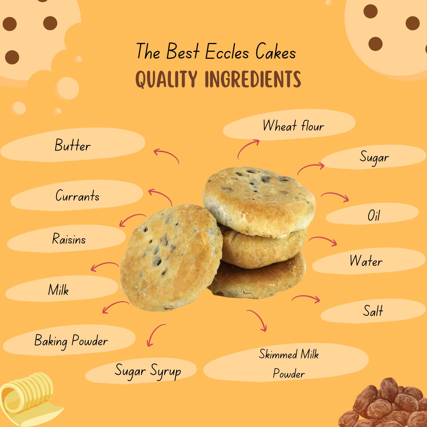 Real Lancashire Eccles Cakes traditional English pastry imported from the UK.