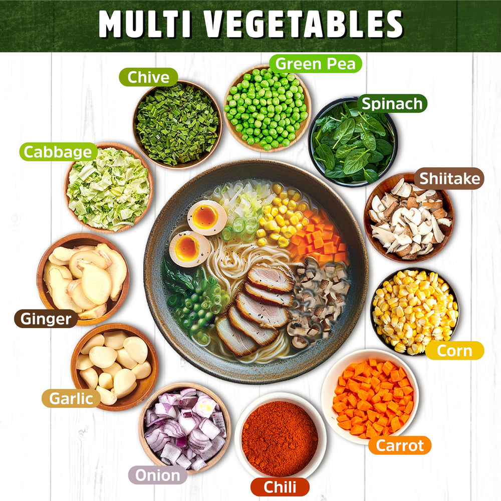 Real Naturals dried ramen toppings with chive for aromatic finish