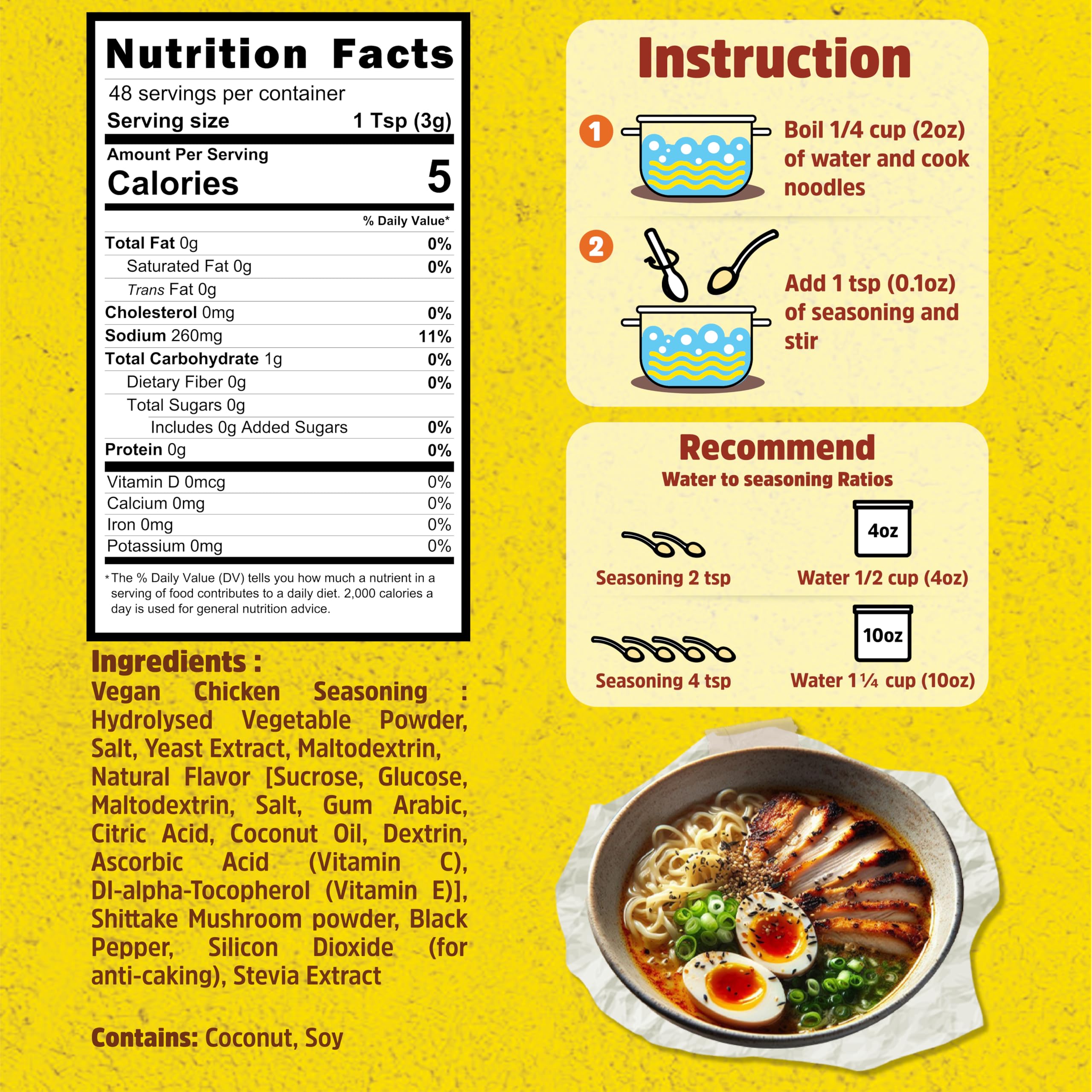 Real Naturals low-sodium ramen seasoning powder enhances flavor with less salt