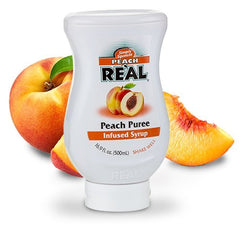 Real Peach Infused Syrup pour demonstrates a smooth pour for cocktails and toppings.