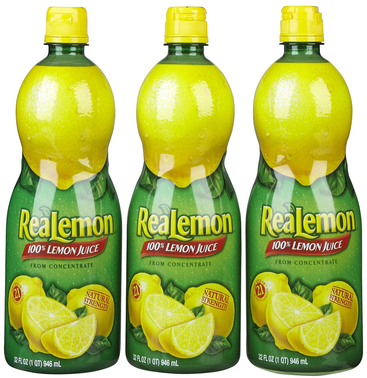 ReaLemon lemon juice bottle front view, ideal for dressings and marinades.