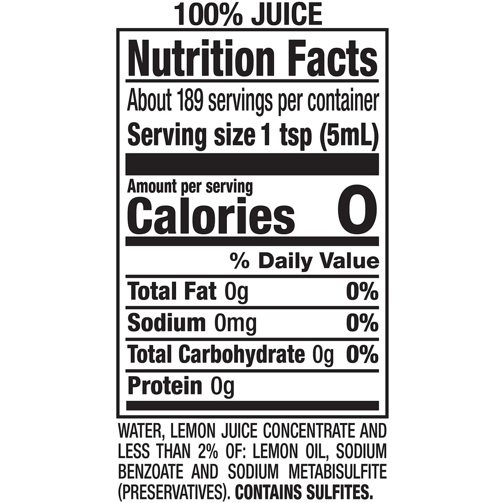 ReaLemon lemon juice from concentrate bottle offers convenient citrus substitute.
