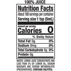 ReaLemon lemon juice from concentrate bottle offers convenient citrus substitute.