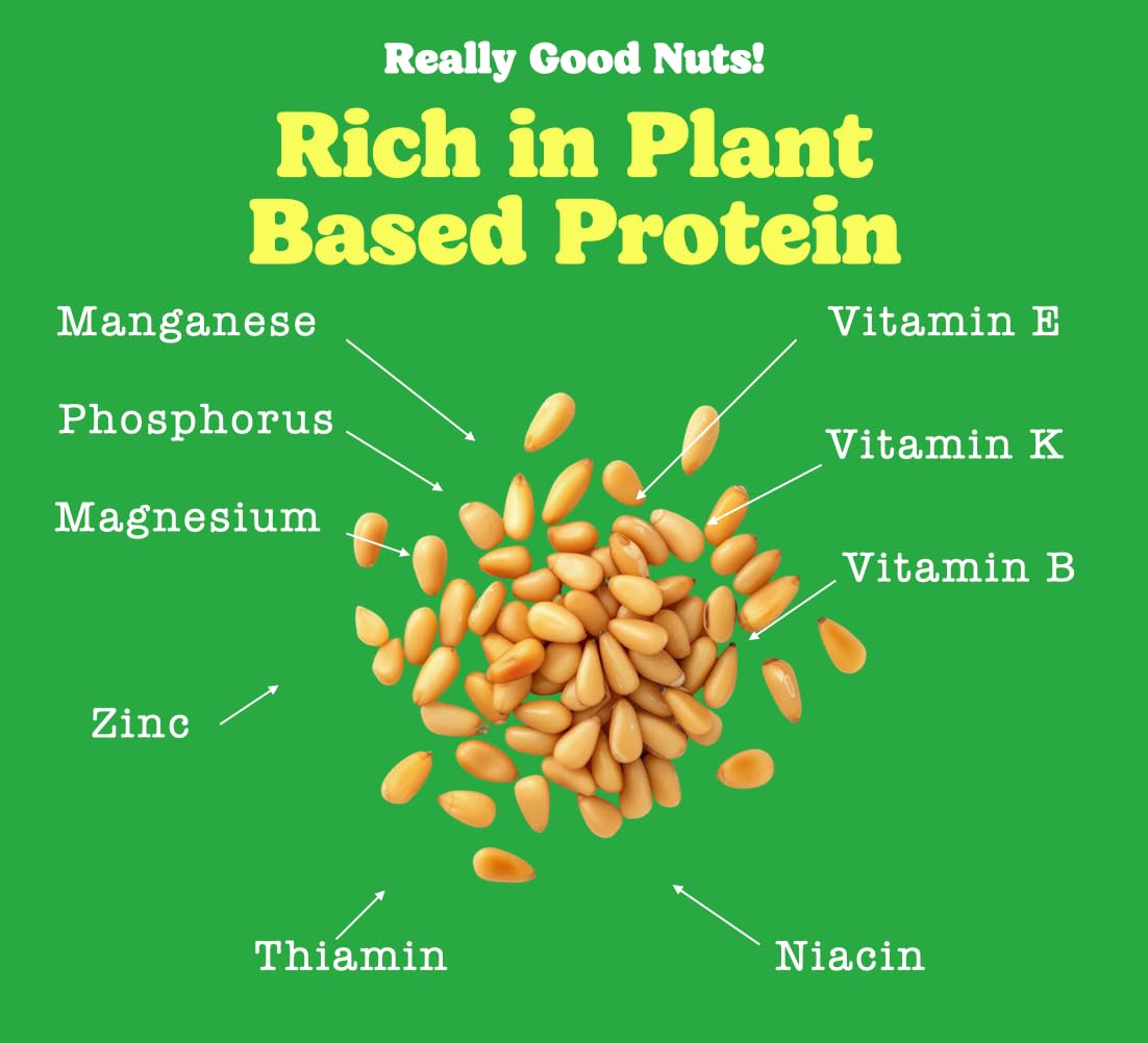 Really Good Nuts pine nuts jar pouring to illustrate easy kitchen addition