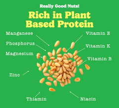 Really Good Nuts pine nuts jar pouring to illustrate easy kitchen addition