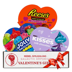 Rebel Smuggling Galactic Emporium heart box presentation with premium chocolates suitable for gifting.