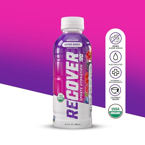 RECOVER 180 bottle over ice illustrating low-calorie refreshment