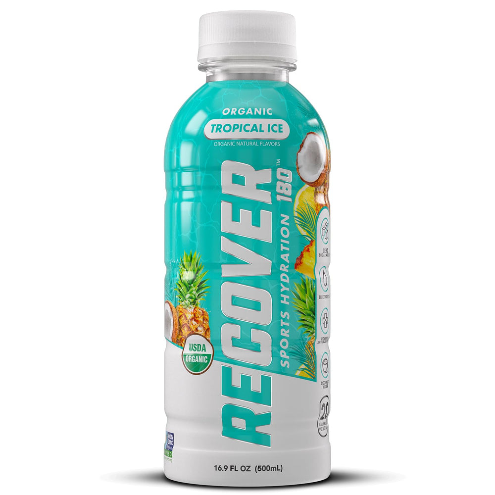 RECOVER 180 flavor-range label illustrates organic flavors with vitamins