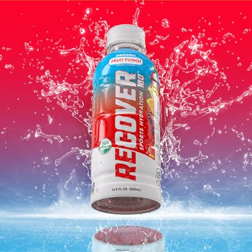 RECOVER 180 organic drink label shows fruit punch for clean hydration.