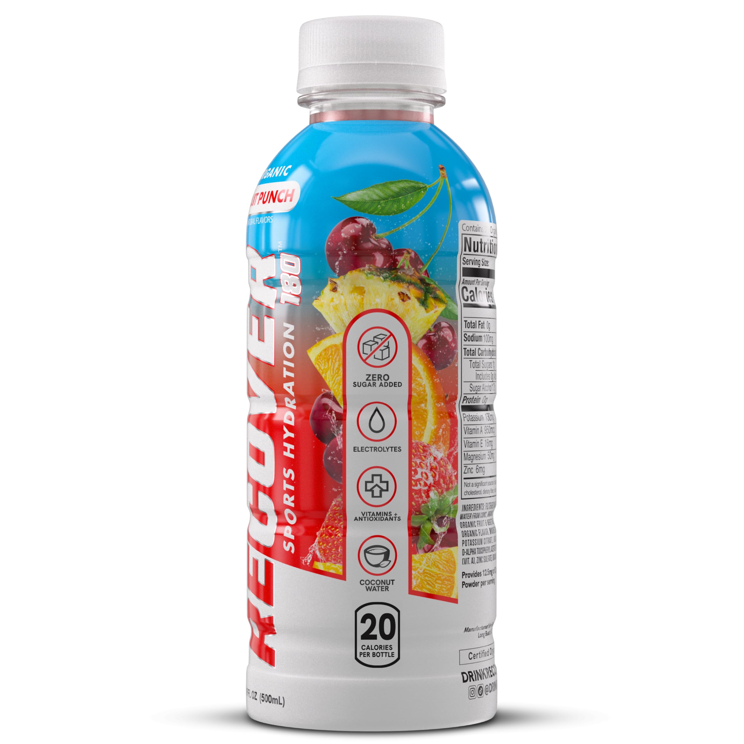 RECOVER 180 twelve-bottle pack offers convenient hydration on the go.