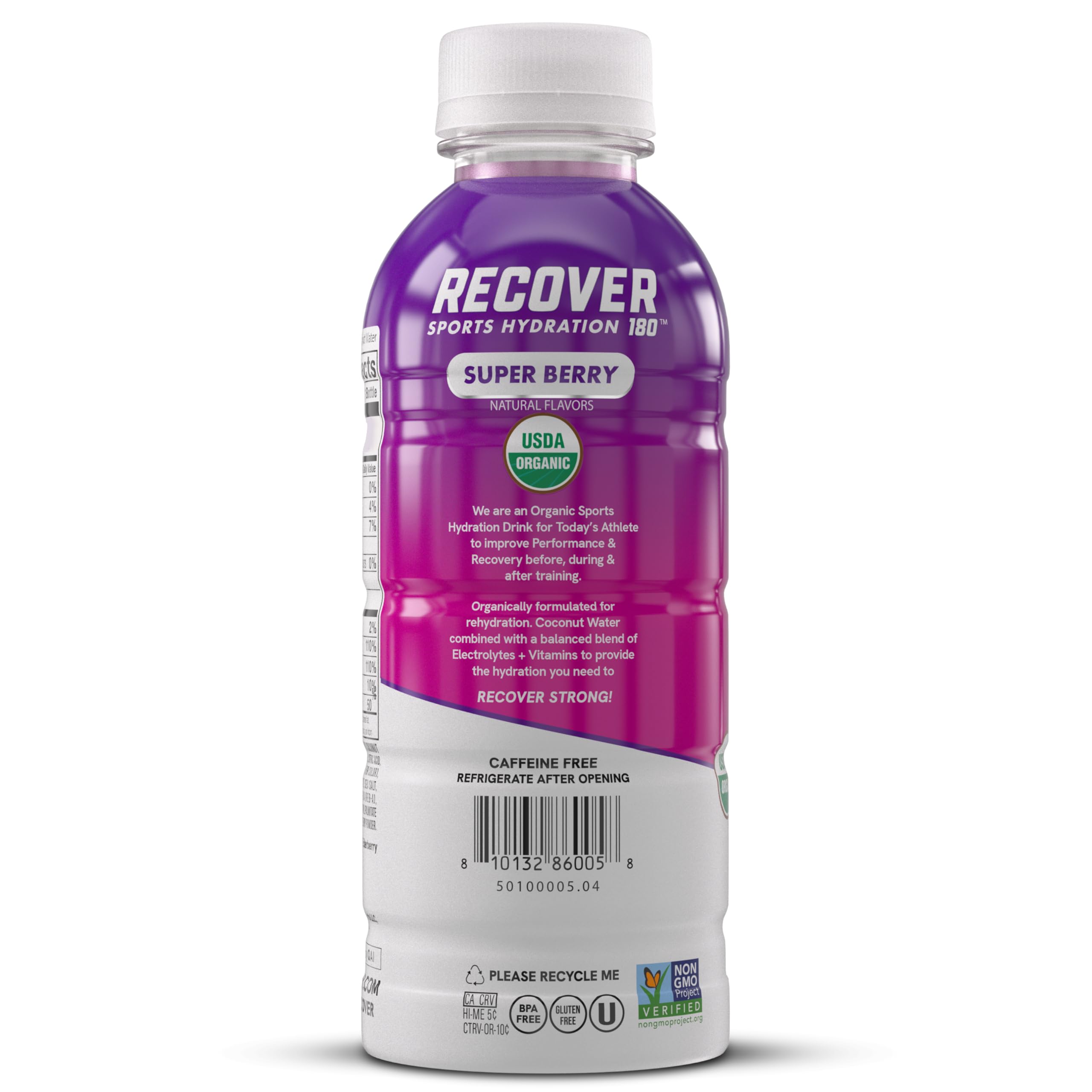 RECOVER 180 vitamins and antioxidants highlighted on label