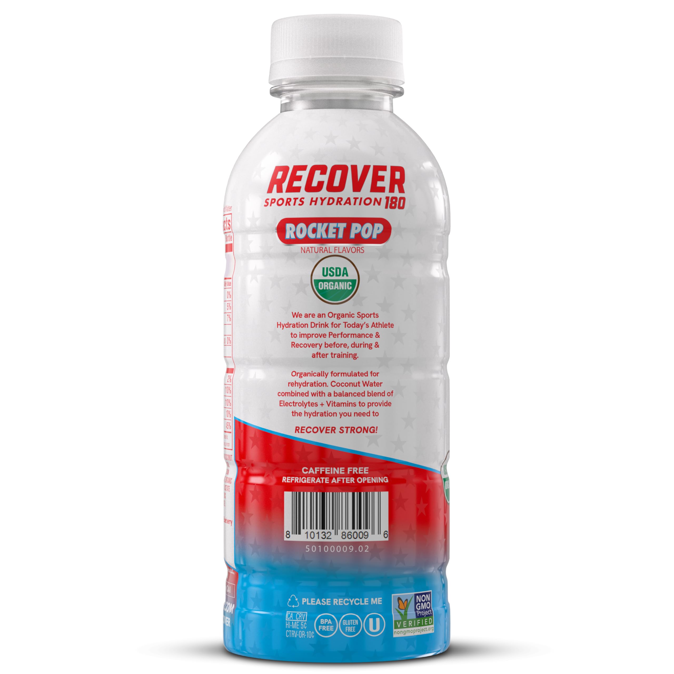 RECOVER 180 vitamins and antioxidants label close-up suggests recovery-supporting nutrients