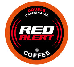 Red Alert extra strong coffee pods packaging ready for Keurig use.