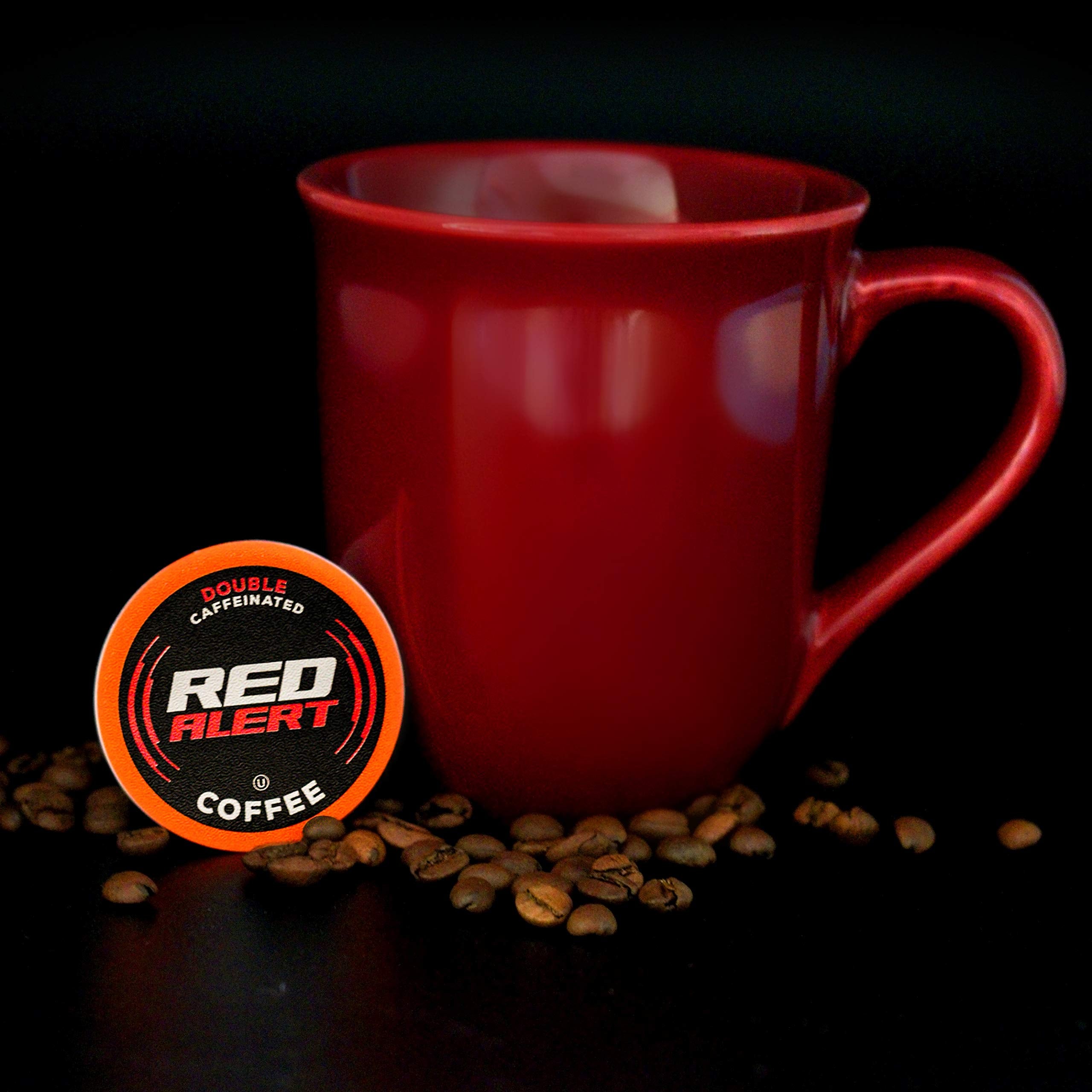 Keurig 2.0 compatible Red Alert pods on display.